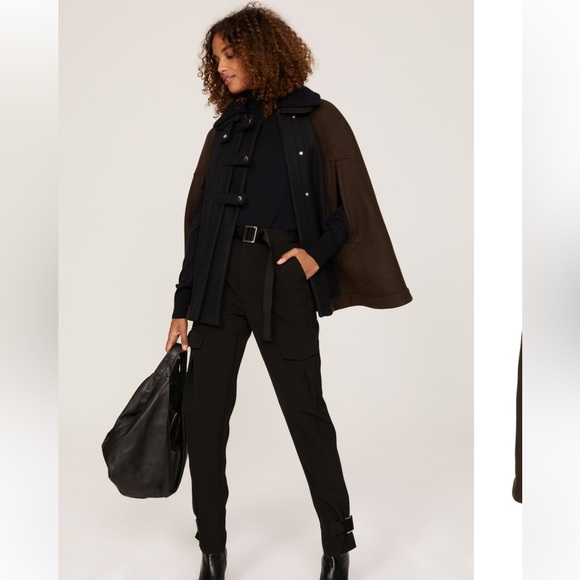 PLAN C Roll-neck Wool Cape Jacket In Brown Sz 38 = US 4 - Picture 2 of 15